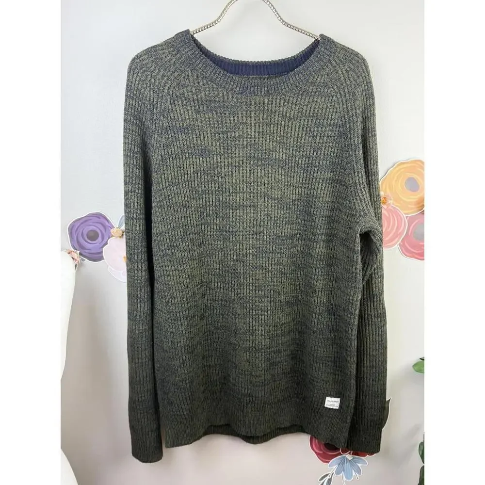 Jack & Jones Men's Olive Marled Oversized Chunky Jumper - Size - Large